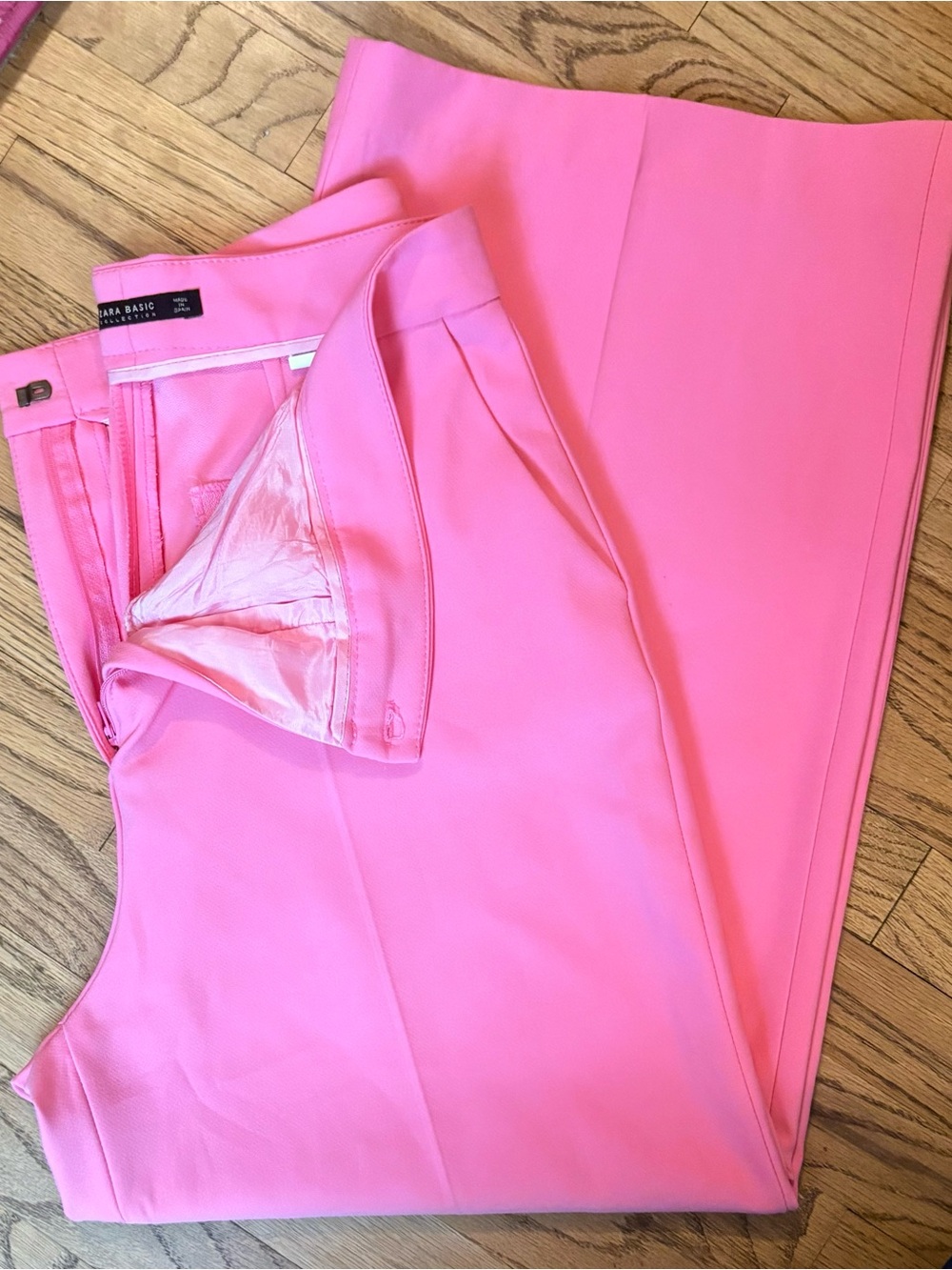 Zara Pink Wide-Leg Crop Pants